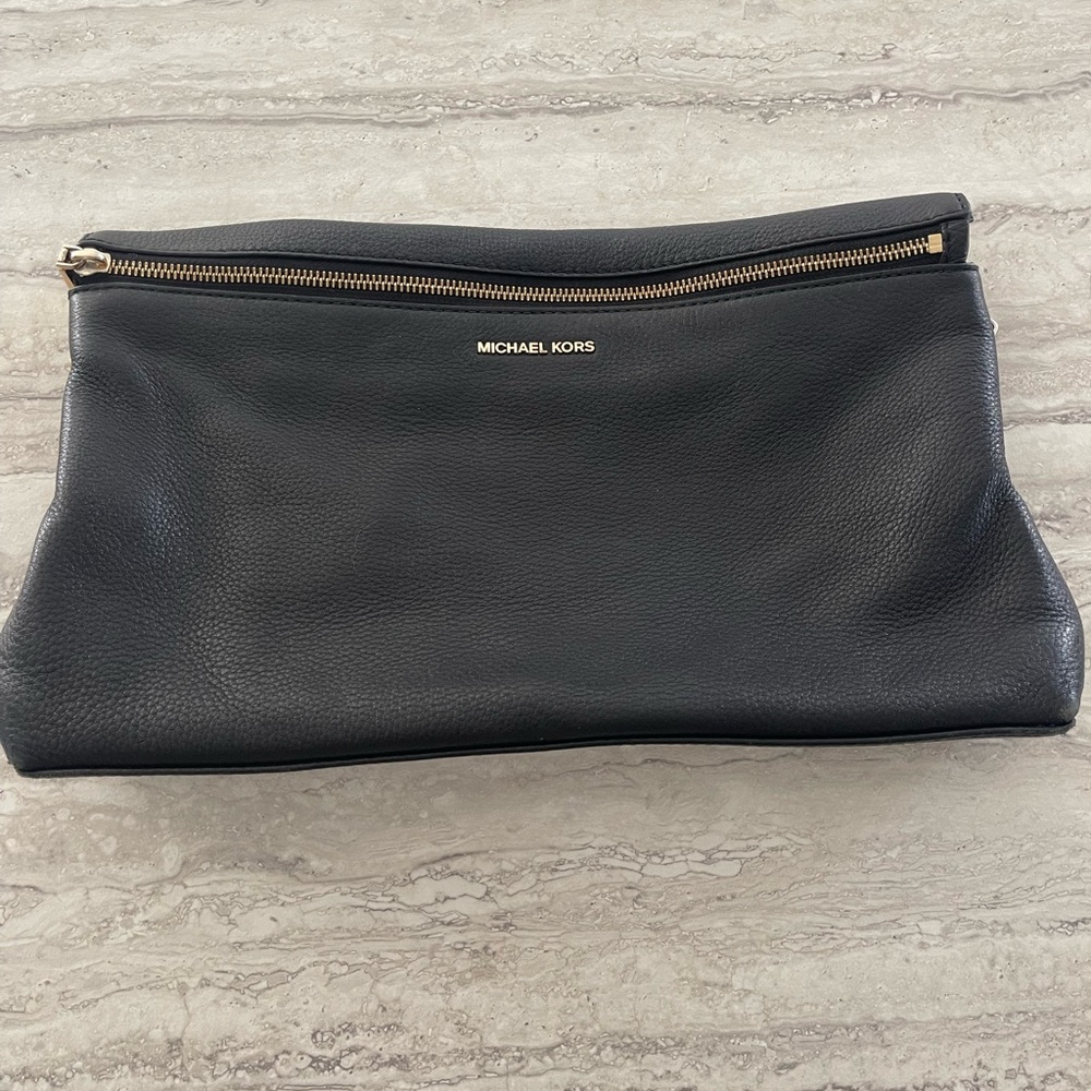 Michael Kors Big Black Leather Clutch